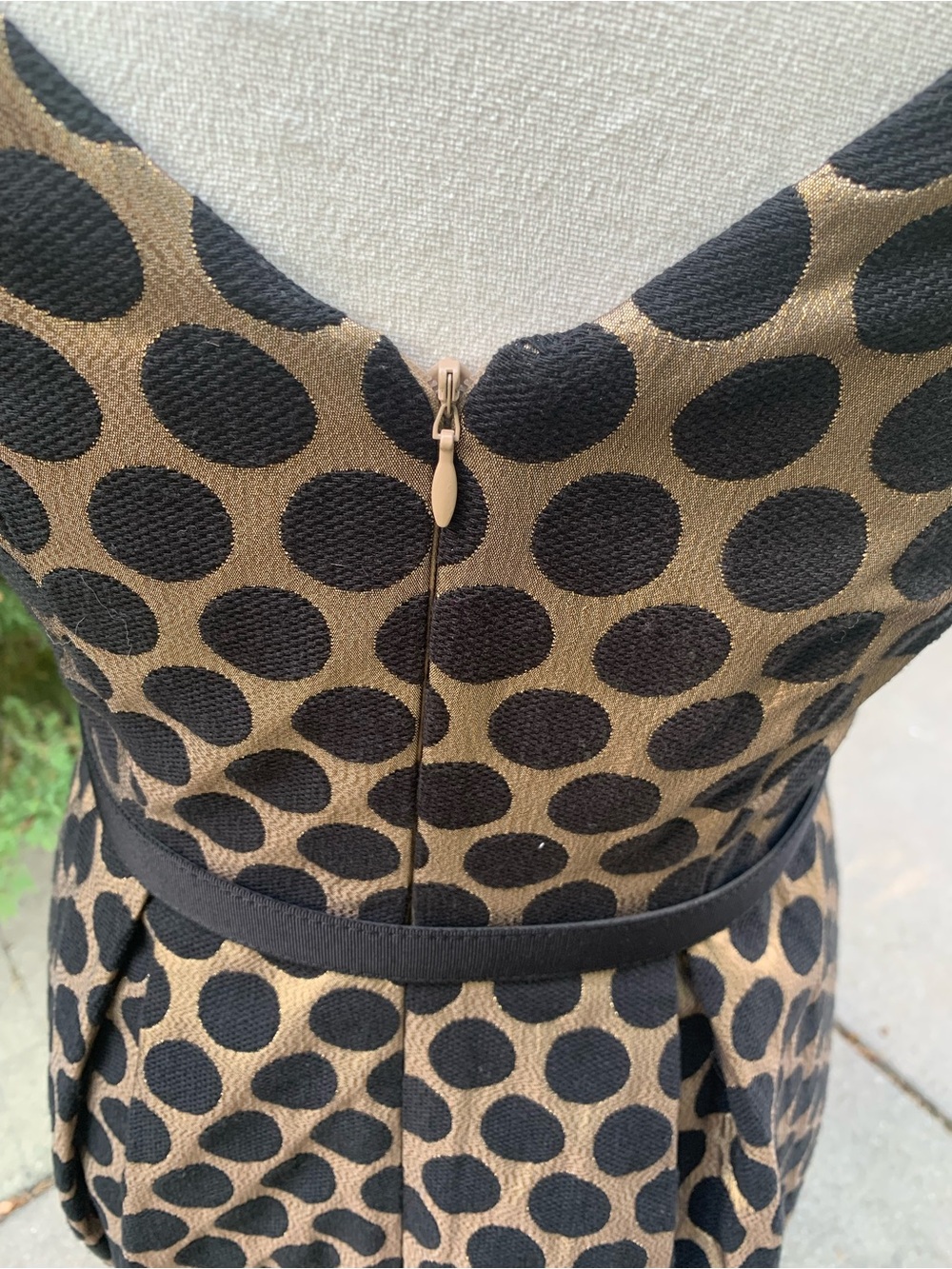 Eliza J Beige and Black Polka Dot Sleeveless Midi Dress with Belt - Picture 4 of 8